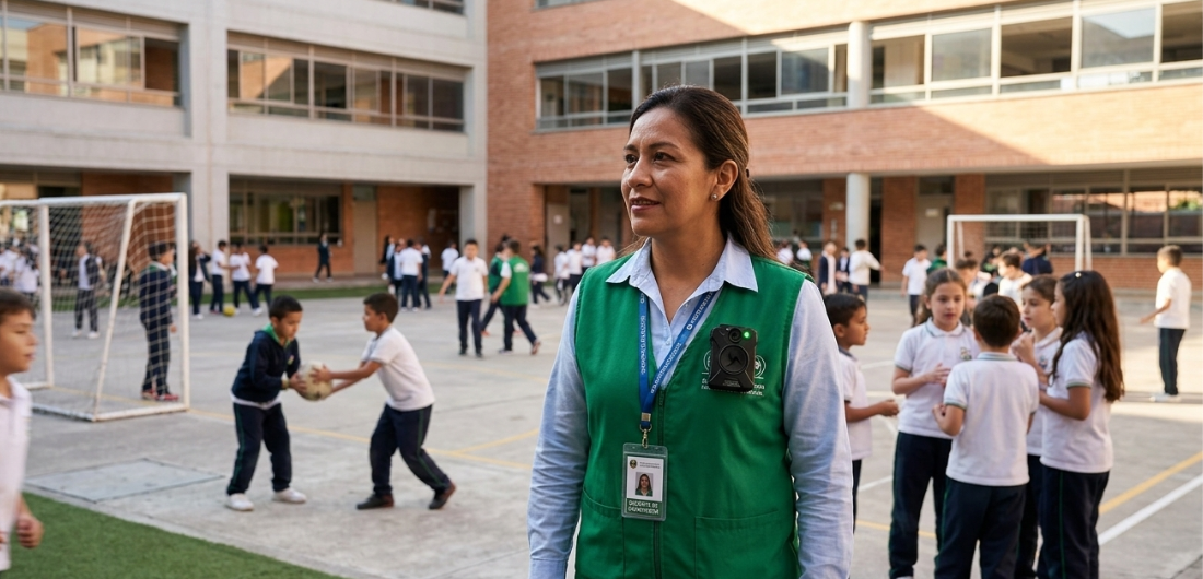 Camara corporal de seguridad para inspectores en colegios de Chile cumpliendo ley de convivencia escolar